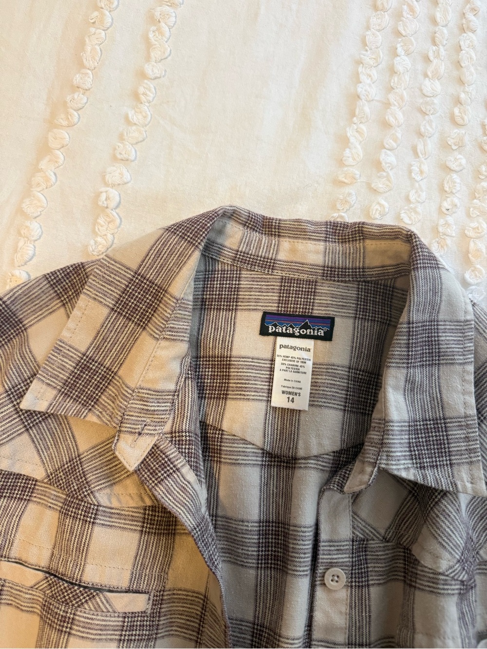 Patagonia Men's Beige and Brown Plaid Button-Down Shirt